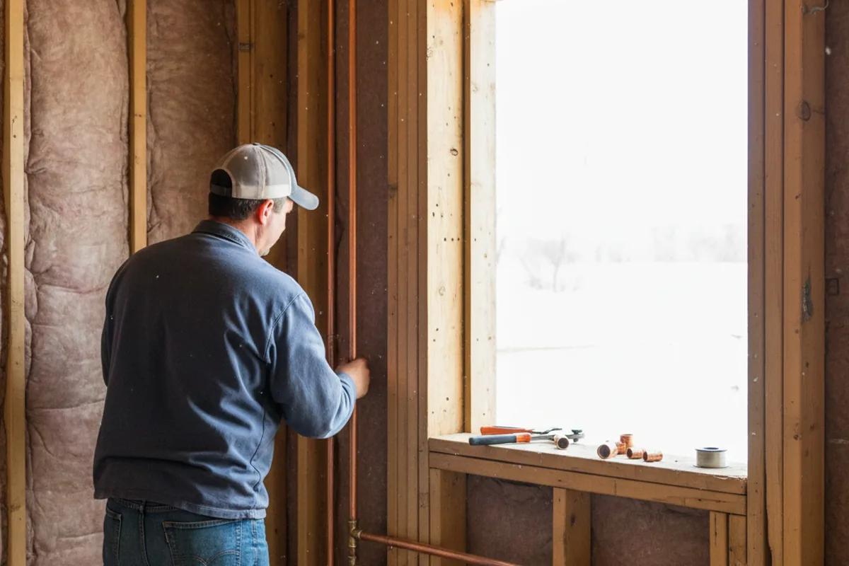 Licensed plumber running new copper supply lines in a Eagle home