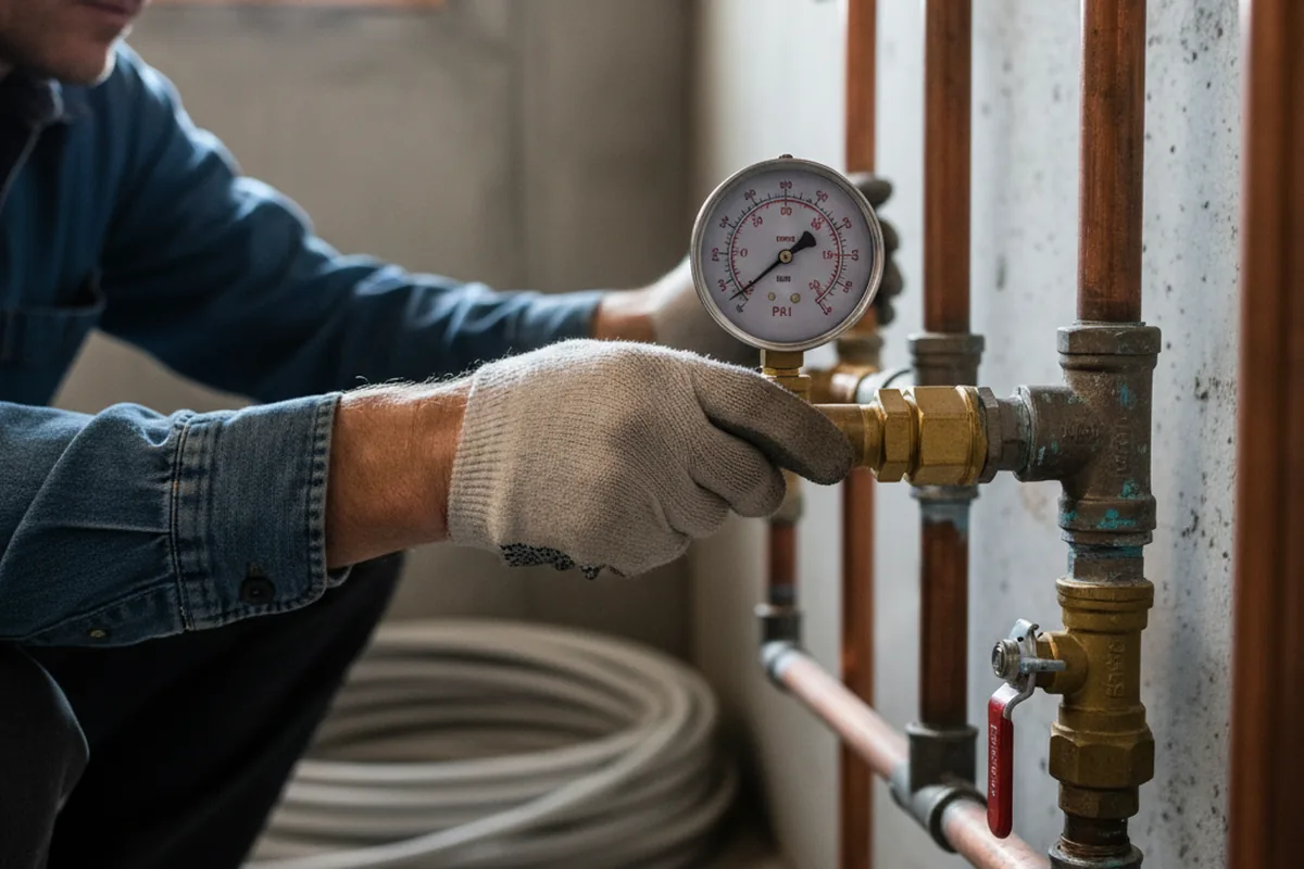 Pressure testing a repaired line during Water Line Repair in Eagle